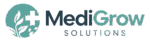 MediGrow Solutions logo featuring a leaf and medical cross for health solutions.